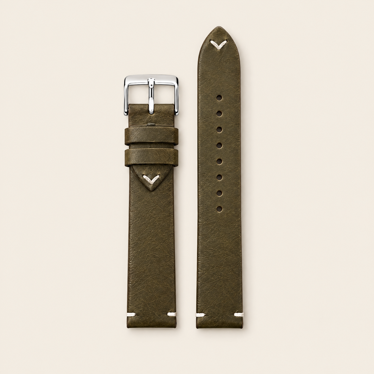 The Wax Leather Strap — Olive