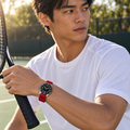 The FKM Dive Strap — Red on the wrist