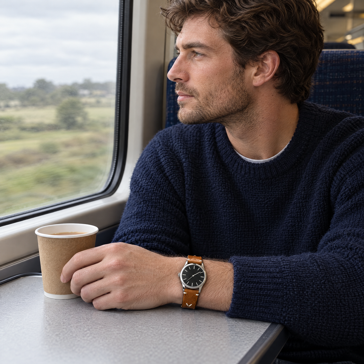 The Wax Leather Strap — Tan on the wrist