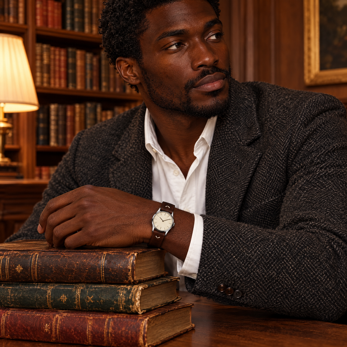 The Wax Leather Strap — Dark Brown on the wrist