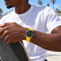 The FKM Dive Strap — Yellow on the wrist