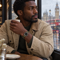 The Wax Leather Strap — Olive on the wrist